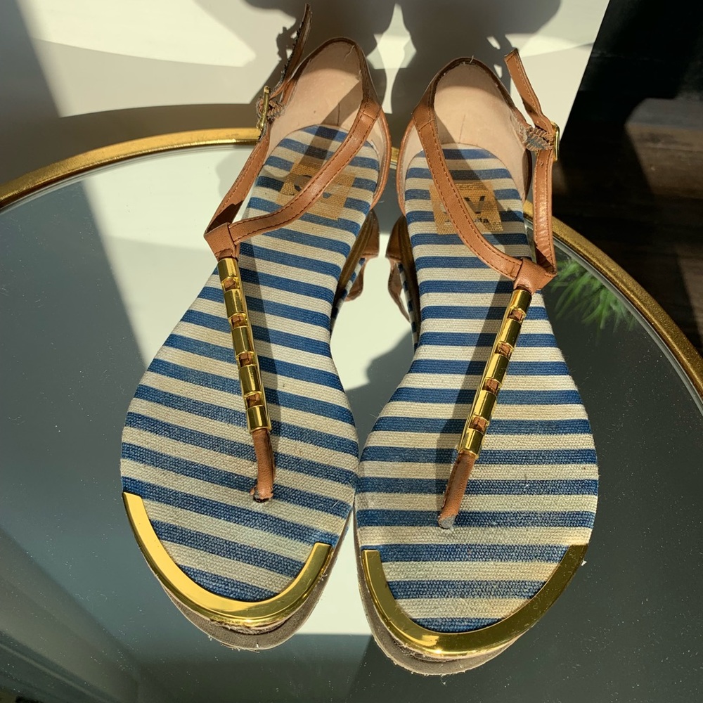 DOLCE VITA Stripe & Gold Sandals.